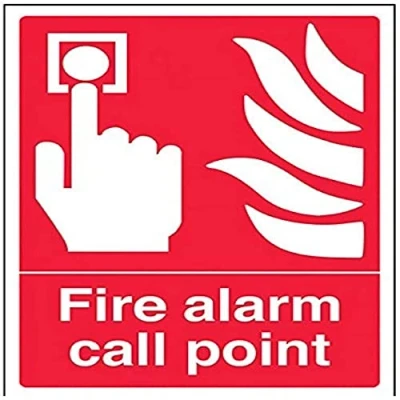 Image of V Safety 13001AN S Fire Alarm Call Point Sign Portrait 150mm x 200mm Self Adhesive Vinyl, Red