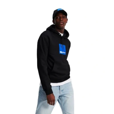 Image of KARL LAGERFELD JEANS, MENS, REGULAR LOGO HOODIE, BLACK, XTRA LARGE