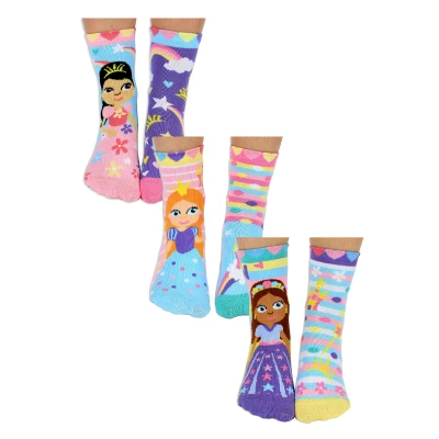 Image of United Oddsocks Odd SOCKS 6 Pack Girls Novelty Princess in a Gift Box Multicolour Cotton Size 7 10Y
