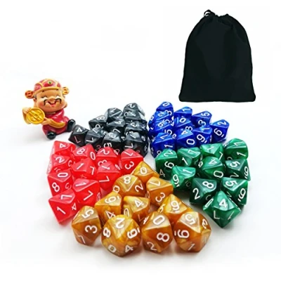 Image of 50pcs Assorted D10 Pack, 5X10pcs 10 Sides Dice Marble Polyhedral Set