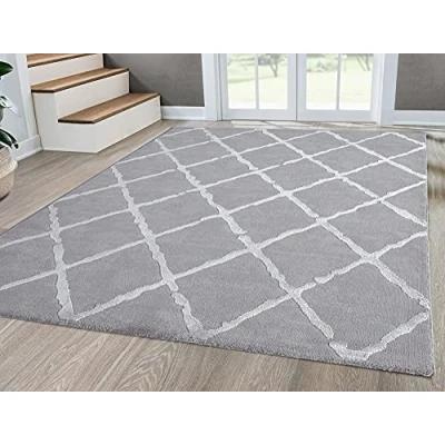 Image of Mia&#039;s Teppiche Anna Living Room Rug, Short Pile, 080x300 cm, Lozenge Grey