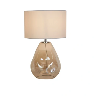 Image of Devon 1 Light Table Lamp, Champagne Punched Glass with Off White