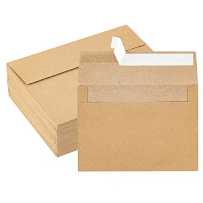 Image of Kraft Envelopes, 50 Pack, 5 x 7 Inch, Brown Envelopes,A7 Card Paper Invitation Postcard Envelopes (Brown)