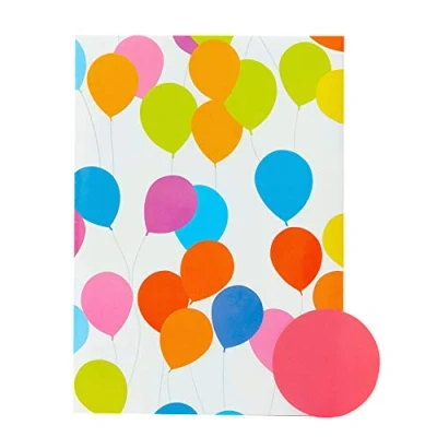 Image of UK Greetings 2 Sheets of Wrapping Paper &amp; Tags for Him/Her/Friend Bright Balloons Design