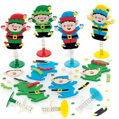Image of Baker Ross FE963 Christmas Elf Jump Up Kits Pack of 8, Craft Activities for Kids to Assemble, Decorate and Play, Great as a Gift Creative Children