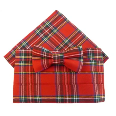 Image of Men&#039;s Scottish Royal Stewart Tartan Cummerbund Set (includes Bow Tie &amp; Pocket Square)