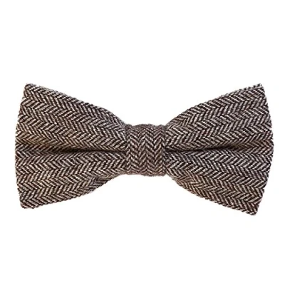 Image of DonDon Men’s checkered plaid tweed look bow tie 4.72 x 2.36 12 6 cm already tied and completely adjustable brown
