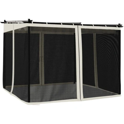 Image of vidaXL Gazebo with Mesh Walls Cream 3x3 m Steel