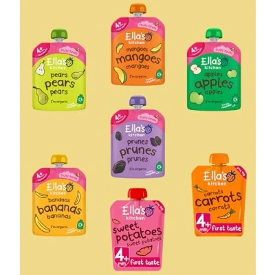 Image of Ella&#039;s Kitchen First Tastes Mixed Case Selection Organic Baby Food from 4 month (7x70g)