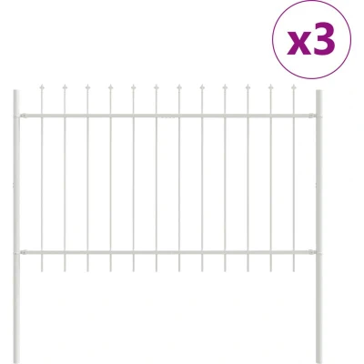 Image of vidaXL Garden Fence with Spear Top, White, 5.1 x 1 m, Steel