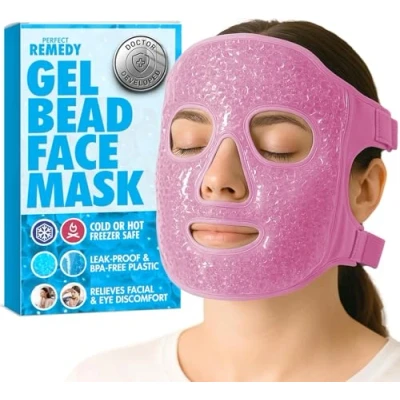 Image of Perfect Remedy Ice Pack Cold Face Eye Masks Reduce Puff, Dark Circles, Reusable Hot Gel Mask (Pink)