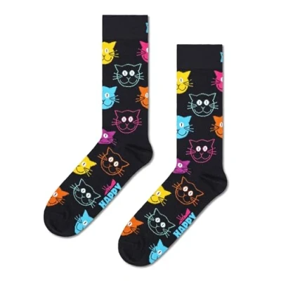 Image of Happy Socks CAT SOCK Unisex Socks, Size: 7.5 11.5, Black multi