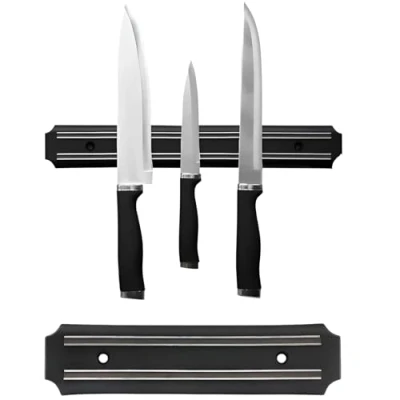 Image of Premium Magnetic Knife Holder Wall Mounted Strip Kitchen Utensil Organizer Tool Durable and Stylish Black 20cm, 33cm, 55cm (20CM)