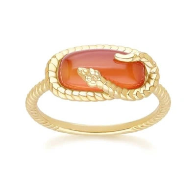 Image of ECFEW™ Carnelian Snake Ring in Gold Plated Sterling Silver Size: P