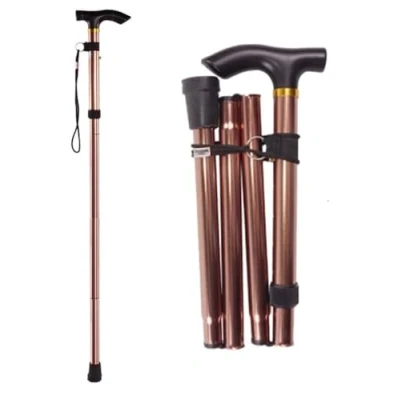 Image of Folding Cane Walking Stick Collapsible &amp; Lightweight Sticks for Women Men Soft Ergonomic Handle Comfortable Grip Ideal People with Unstable (BROWN)