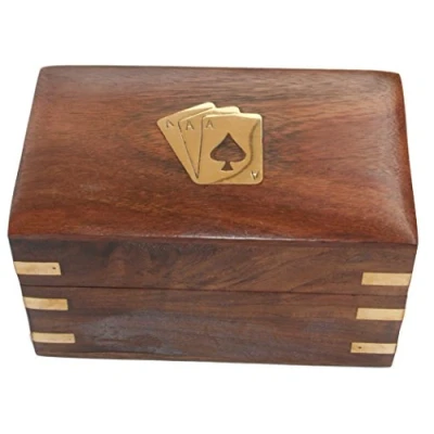 Image of Twin pack wooden card box with Two Packs of Cards