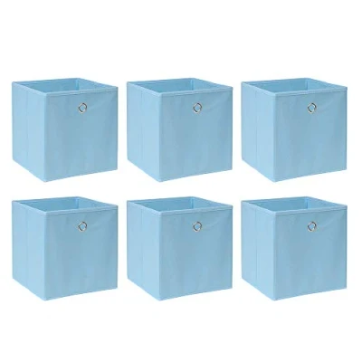 Image of BonChoice Foldable Storage Cubes Boxes for Home Organization, Eyelet Non Woven Fabric Wardrobe Cabinet Chest Bin Organizer Basket Clothes Bedding Toys Towels, Collapsible &amp; Durable Pack of 6 Blue