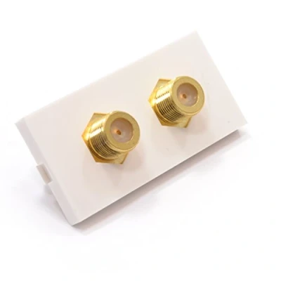 Image of kenable Faceplate Module Twin F Type Satellite Panel Mount Stub [Twin Socket]