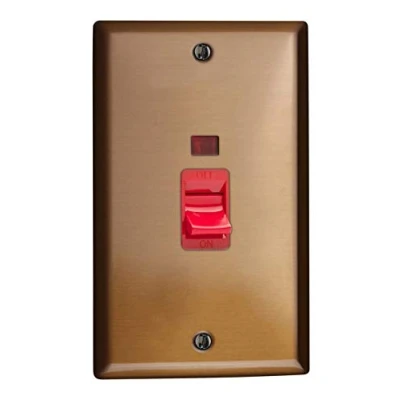 Image of Varilight XY45N.BZ Urban Brushed Bronze 45A DP Cooker Switch Vertical Twin Plate + Neon