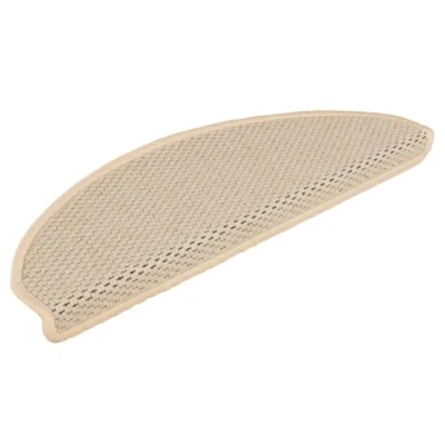 Image of vidaXL Stair Mats Self Adhesive, Sisal Look, Washable, Made of Durable Fabric, Laundry Friendly and Anti Slip Set 15, Cream Color