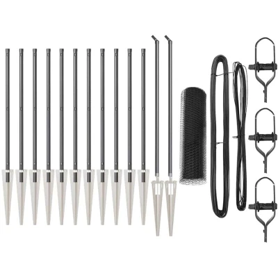 Image of vidaXL Fencing Set of 2 Grey Metal, Mesh Large Durable