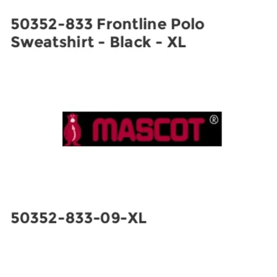 Image of Mascot 50352 833 09 Ios Frontline Modern Fit Polo Sweatshirt, Size XL, Black