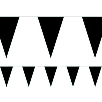 Image of 32ft Black Bunting Funeral Mourning Banner Indoor Outdoor Decoration Hanging Garland Buntings Triangle Pennants 10m Length