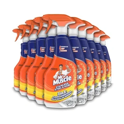 Image of Mr Muscle Stainless Steel and Hob Spray, Pack of 10 (10 x 530ml)