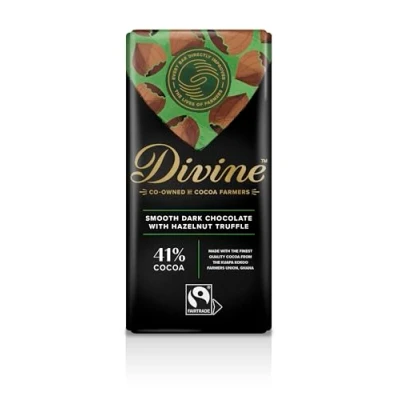 Image of Divine Dark Chocolate With Hazelnut Truffle, 90 g bar