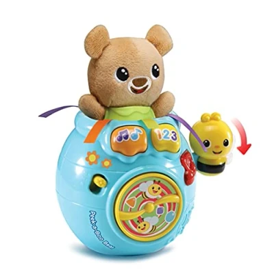 Image of VTech Baby Peek a Boo Bear, Interactive Cuddly Toy for Sensory Play, Musical with Sounds, Songs and Phrases, Toddlers Aged 6 Months, 1, 2 3 Years, English Version