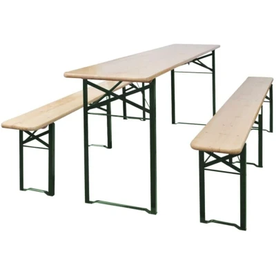 Image of vidaXL Folding Beer Table with 2 Benches 220 cm Fir Wood