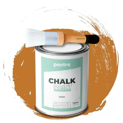 Image of PECTRO Chalk Paint for Furniture 750ml + special Wood Brush Pack without sanding Piant Effect Colors (Golden)
