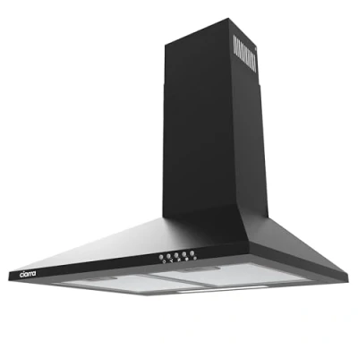 Image of CIARRA CAB6201A Cooker Hood Black Chimney Range 600mm Recirculating Duct Kitchen Ventilation Extractor Fan
