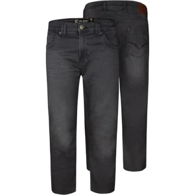 Image of KAM Knitted Jeans Stretch Fabric Zip Fly Belt Loops Pants Mens 40 60W Jacob (UK, Waist, 50, Regular, Short, Charcoal)