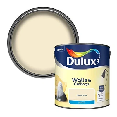 Image of Dulux Matt Emulsion Paint For Walls And Ceilings Daffodil White 2.5 Litres