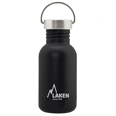 Image of LAKEN Unisex Adults Heavy Duty Stainless Steel Bottle 0.5 L Black with Vintage Lid