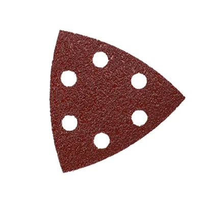 Image of Mirka Red Delta Sander sanding Paper Wood Triangles Hook &amp; Loop / 93x93x93 mm Adhesion 6 hole grit P40 5 pieces for wood, metal and plastics