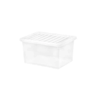 Image of SELGEN 37L Plastic Storage Boxes Crystal Clear Box &amp; Lid Home Office Stackable Nestable (48.00 x 38.50 26.00 cm)
