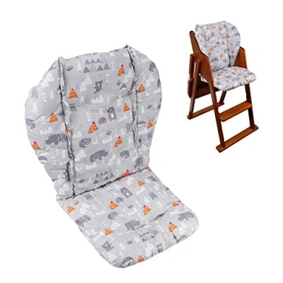 Image of Cushion for High Chair, Chair Pad/high Seat Pad, Soft and Comfortable, Light Breathable, Make The Baby Sit More Comfortable (Grey Forest Animal Pattern)