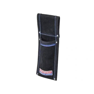 Image of Faithfull Black Suede Leather Scaffold Level Holder for Tool Belt