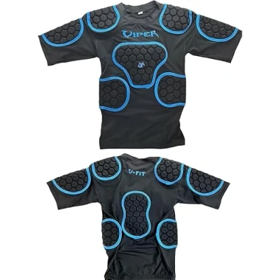 Image of VIPER V FIT Rugby Shoulder Pads Body Armour Training Fitness Head (BLACK/BLUE) (L)
