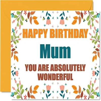 Image of Fun Birthday Cards for Mum Absolutely Wonderful Joke Happy Card from Daughter Son, Mother Gifts, 145mm x Greeting Mama Mom Mam Mammy