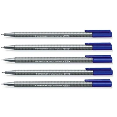 Image of STAEDTLER 334 Triplus Fineliner Superfine Point Pens 0.3mm Blue Ink (5)