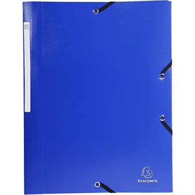 Image of Exacompta Ref 55812E Opaque PP Elasticated 3 Flap Folders Suitable for A4 Documents, 0.5mm Polypropylene, Spine Label, Confidentiality Dark Blue