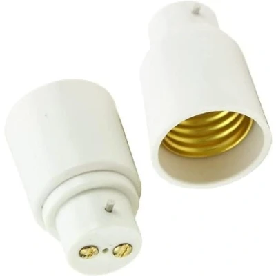 Image of LumenEco Plastic Light Bulb Adaptor, Lamp Converter Holder Bayonet to Edison Screw