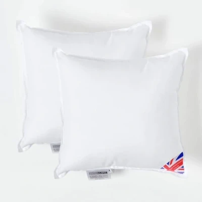Image of HOMESCAPES 2 Pack Luxury Super Microfibre Cushion Inserts 35cm x (14 14) Perfect Bounce Back and Soft Cover Generously Filled Inner Pads Hypoallergenic Filler Handmade Machine Washable