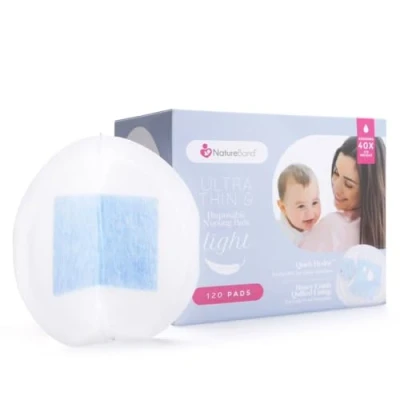 Image of NatureBond Disposable Nursing Breast Pads Ultra Thin, Light, Contoured and Highly Absorbent Breastfeeding Milk Saver (120 Pads)