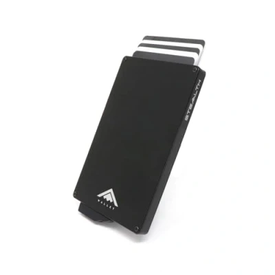 Image of Stealth Wallet RFID Card Holder Smart Minimalist Pop Up Wallets with Gift Box Slim Lightweight Metal Credit Holders for Men &amp; Contactless Protector (Black)