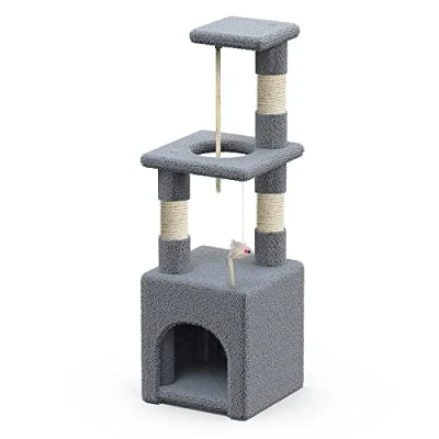 Image of VOUNOT Cat Tree Tower, 88cm Condo with Scratching Post, Multi Level Climbing Play House Indoors, Activity Tree, Grey
