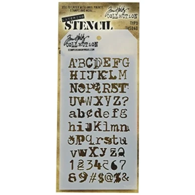Image of Stampers Anonymous Tim Holtz Stencils Typo, White, 4.125&quot; x 8.5&quot;